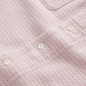 material shot of the natural buttons on The Conrad in Orchid Jacquard