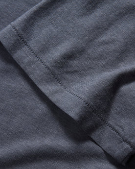 material shot of the sleeves on The Cotton Hemp Tee in Navy, Knits by Taylor Stitch