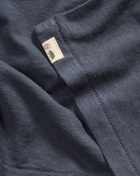 material shot of the hem on The Cotton Hemp Tee in Navy, Knits by Taylor Stitch