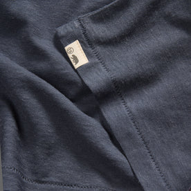 material shot of the hem on The Cotton Hemp Tee in Navy