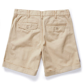 flatlay of The Matlow Short in Dune Washed Herringbone, shown from back
