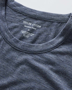 material shot of the collar on The Merino Tee in Heather Navy, Knits by Taylor Stitch