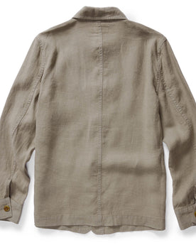 flatlay of The Ojai Jacket in Arid Eucalyptus Hemp, shown from back, Outerwear by Taylor Stitch