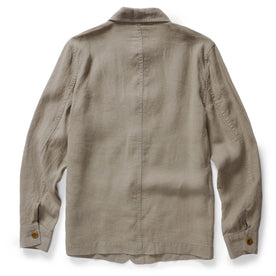 flatlay of The Ojai Jacket in Arid Eucalyptus Hemp, shown from back