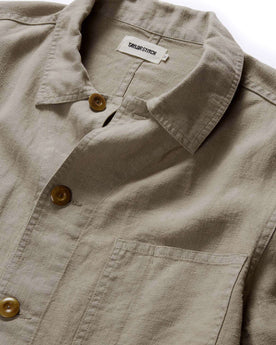 material shotof the collar on The Ojai Jacket in Arid Eucalyptus Hemp, Outerwear by Taylor Stitch