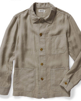 flatlay of The Ojai Jacket in Arid Eucalyptus Hemp, Outerwear by Taylor Stitch