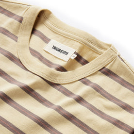 material shot of the neck opening on The Organic Cotton Tee in Vintage Gold Stripe