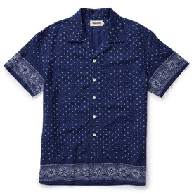 The Short Sleeve Hawthorne in Indigo Star Dot Border - featured image