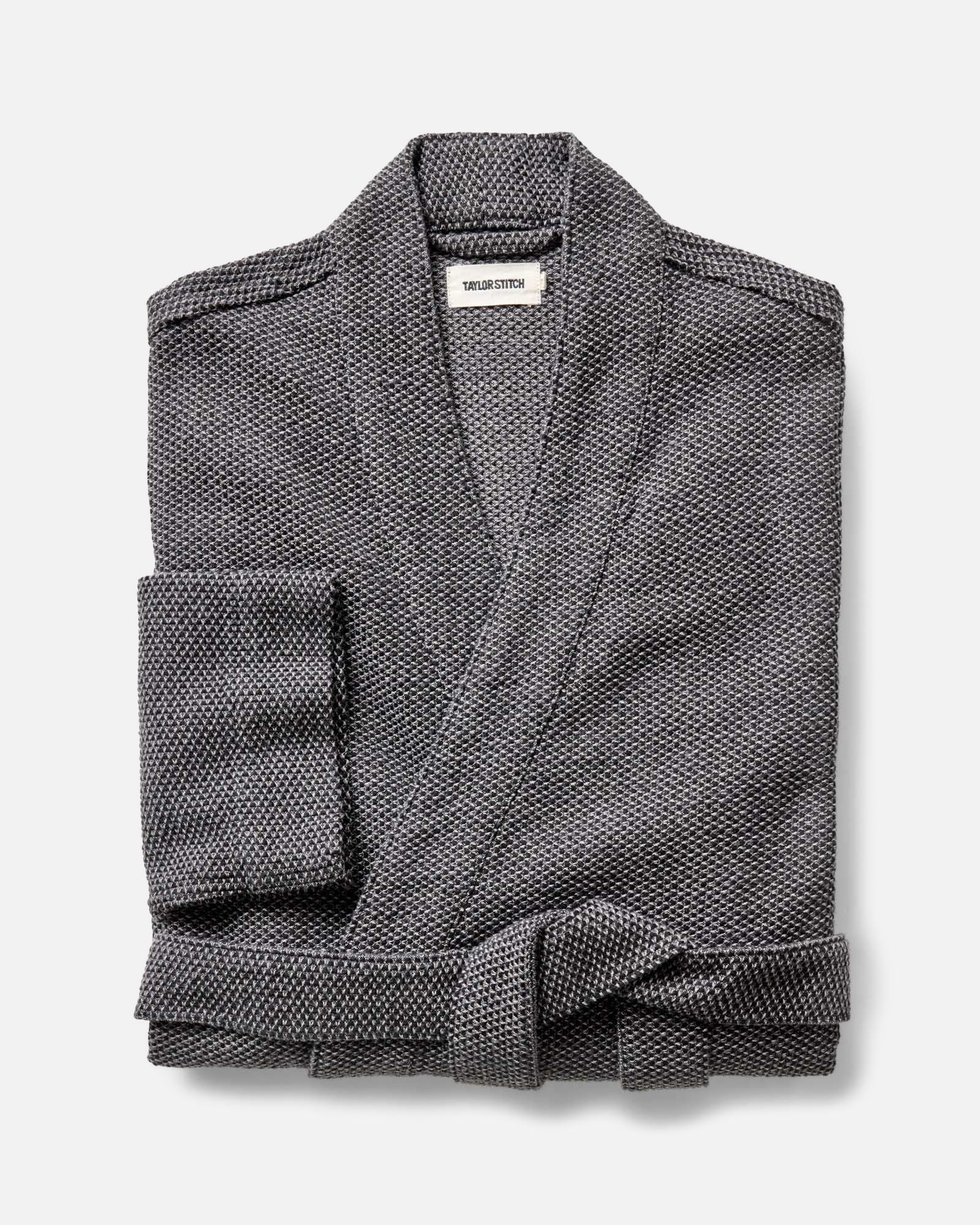 folded flatlay of The Apres Robe in Charcoal Sashiko, Accessories by Taylor Stitch