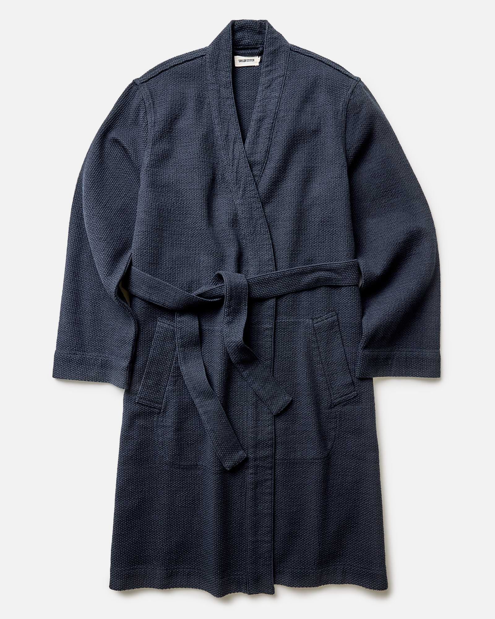 flatlay of The Apres Robe in Navy Sashiko, Accessories by Taylor Stitch