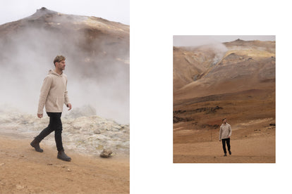 Scott Bakken walking on a sandy dune in Iceland