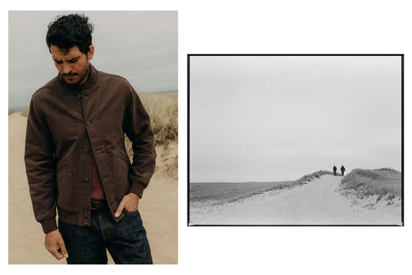 fit model posing in The Clark Bomber in Soil Moleskin