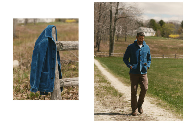 fit model walking wearing The Ojai Jacket in Corduroy