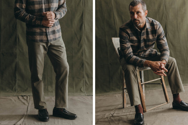 Model wearing The Straight Foundation Chino Pant