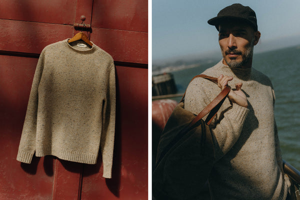 fit model posing in The Seafarer Sweater