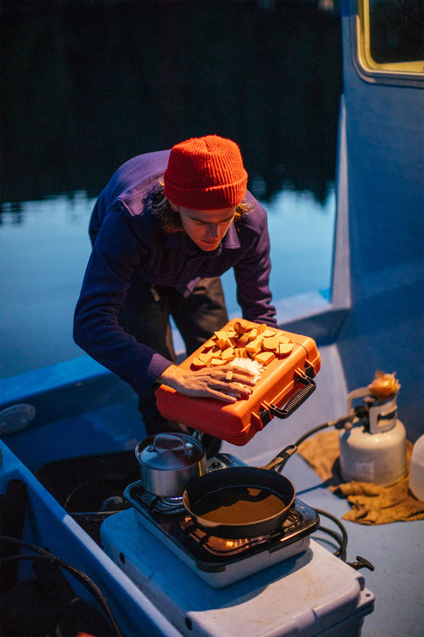 Getting ready for dinner on the back deck.