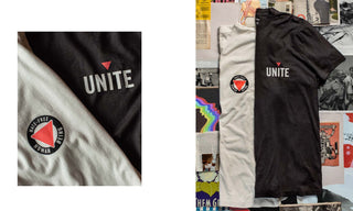 
Diptych of The Cotton Hemp Tee in Unite and Hate-Free