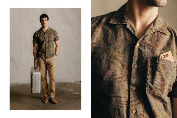 Model Wearing The Hawthorne Camp Collar Shirt with chinos
