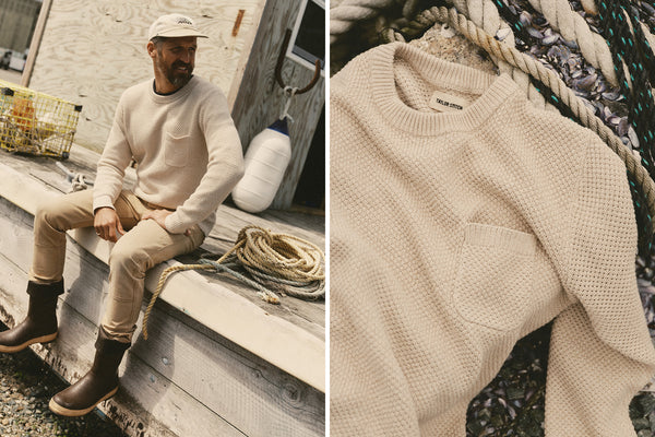 fit model posing in The Crawford Crew in Marled Natural