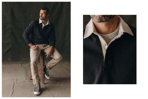 Vintage image of a couple, with the man in a rugby shirt