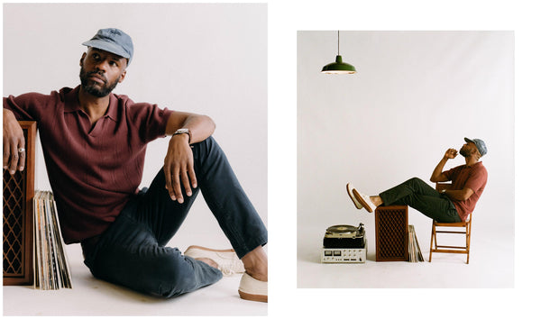 fit model sitting on a chair posing in The Valencia Sweater in Dried Cherry