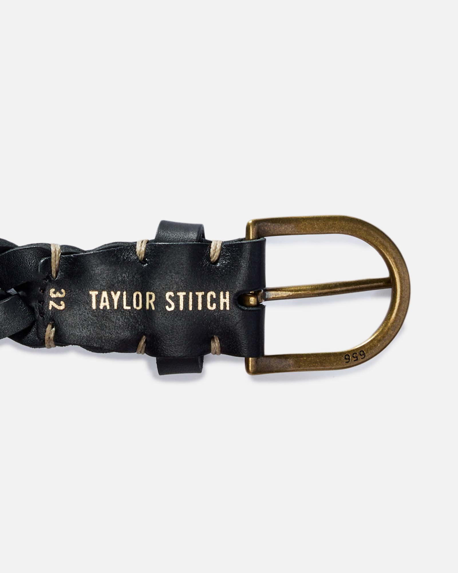 editorial image of the back of the buckle on The Braided Belt in Black, Accessories by Taylor Stitch