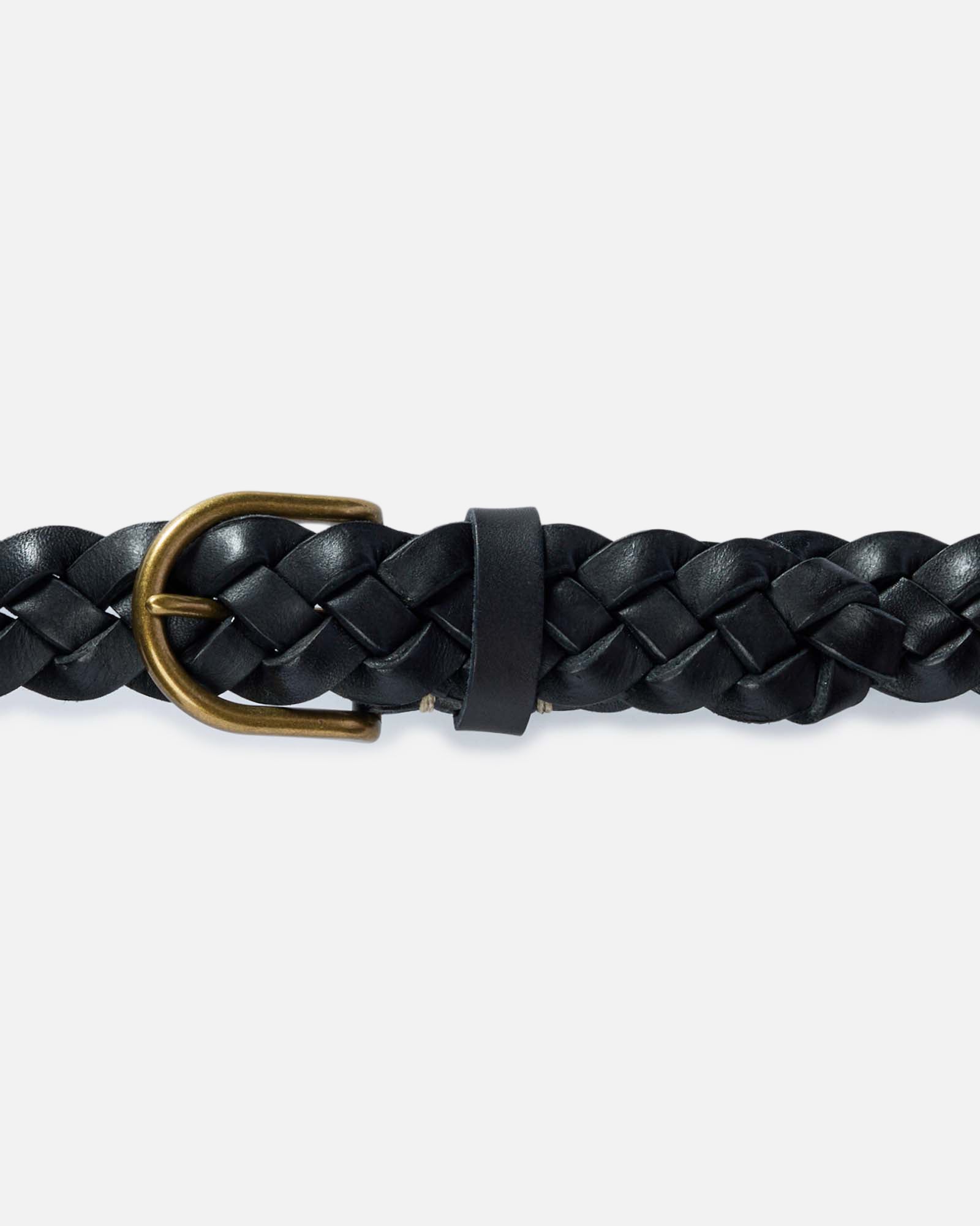 editorial image of The Braided Belt in Black buckled , Accessories by Taylor Stitch