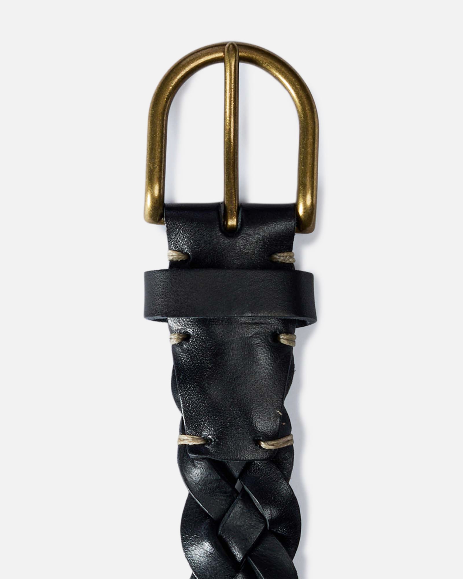 editorial image of the buckle on The Braided Belt in Black, Accessories by Taylor Stitch