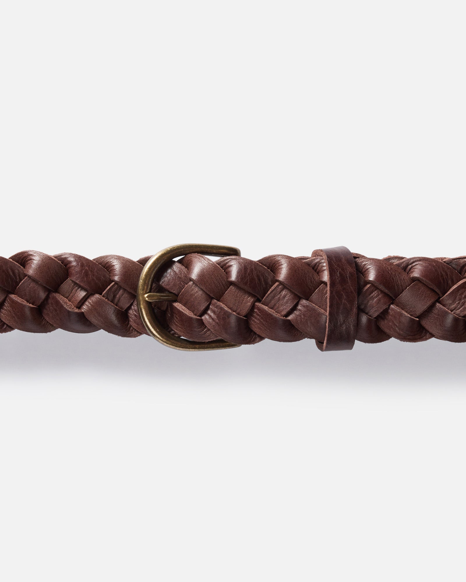 editorial image of The Braided Belt in Dark Brown buckled , Accessories by Taylor Stitch