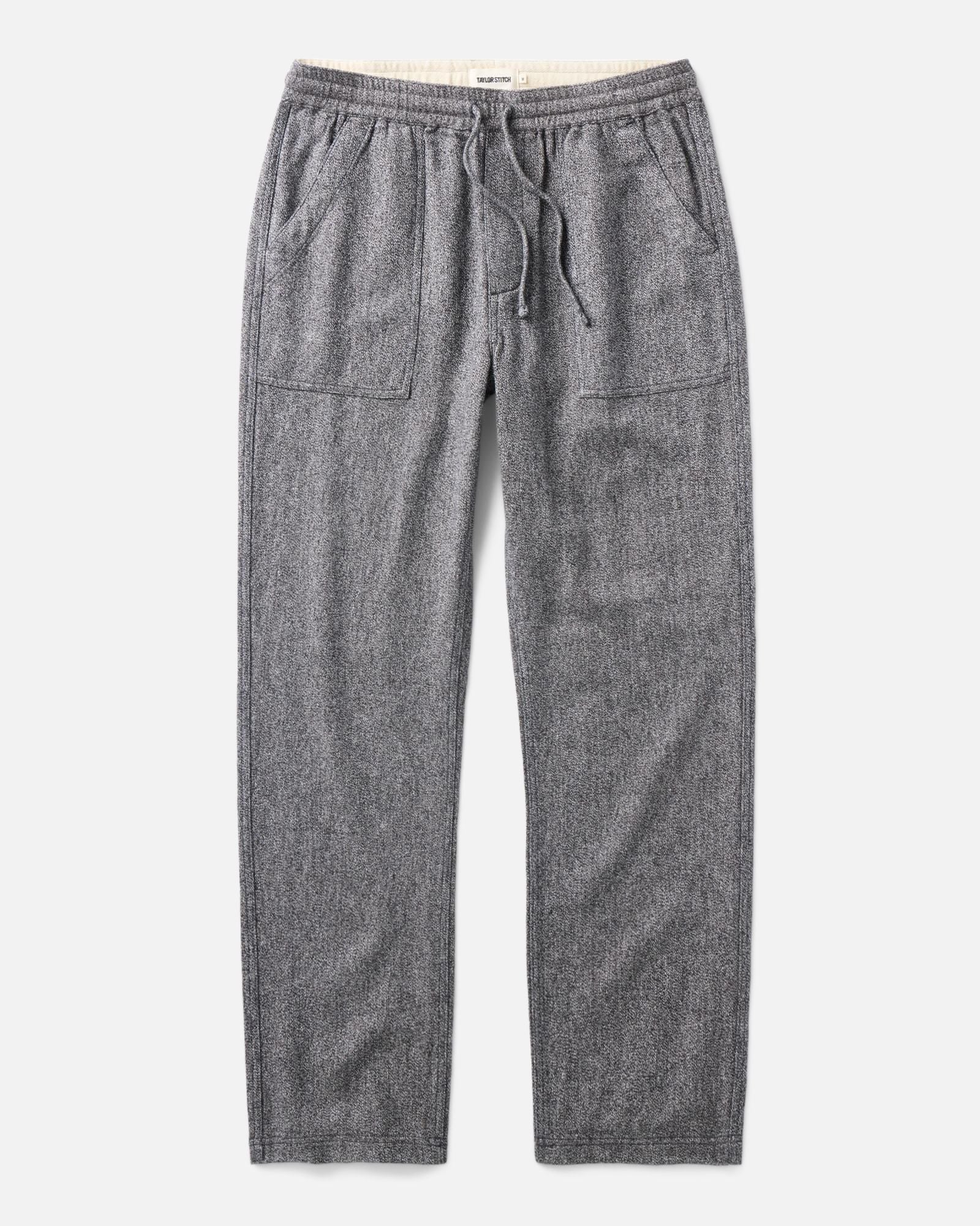 flatlay of The Breakwater Pant in Grey Marl Hemp, Bottoms by Taylor Stitch
