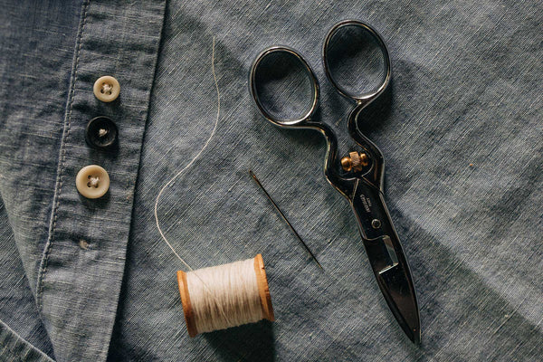 All the tools and materials needed to sew on a button