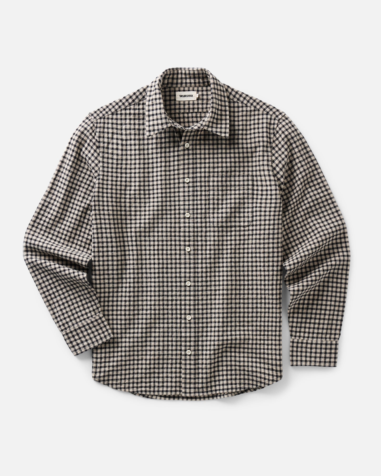 fit model posing in The California Shirt in Breaker Gingham, Wovens by Taylor Stitch