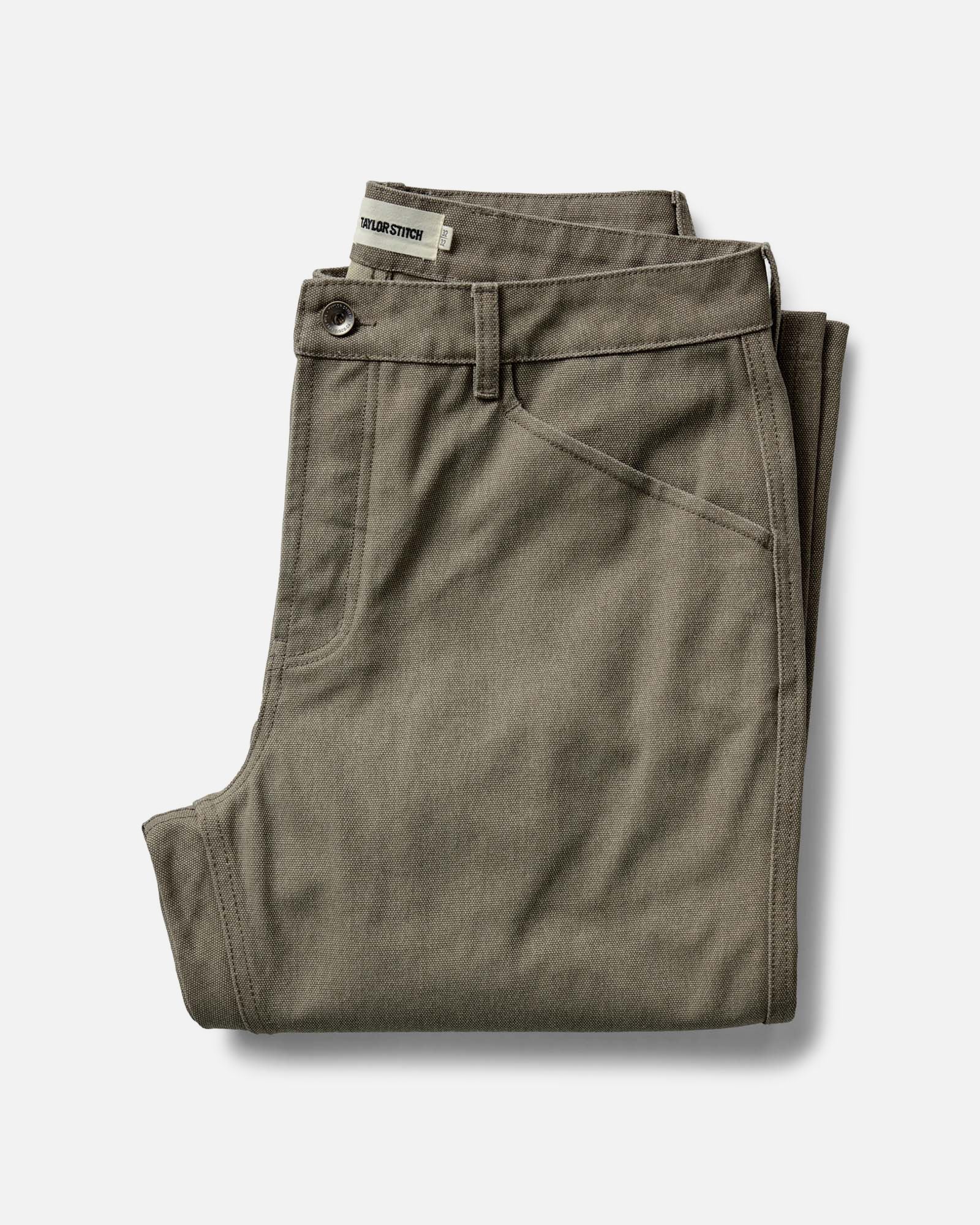 folded flatlay of The Camp Pant in Stone Chipped Canvas, Bottoms by Taylor Stitch