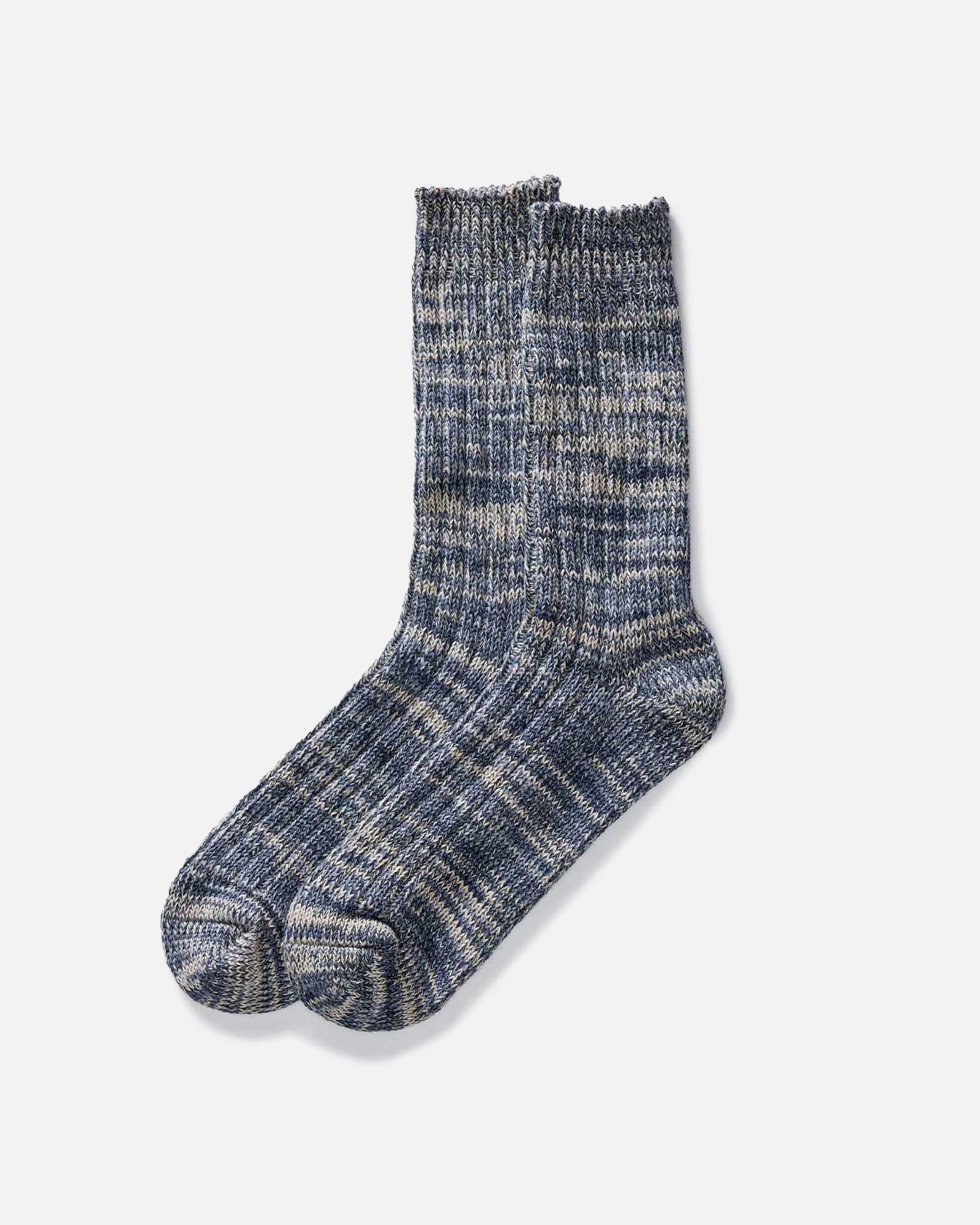 flatlay of The Camp Sock in Marled Blue, Accessories by Taylor Stitch