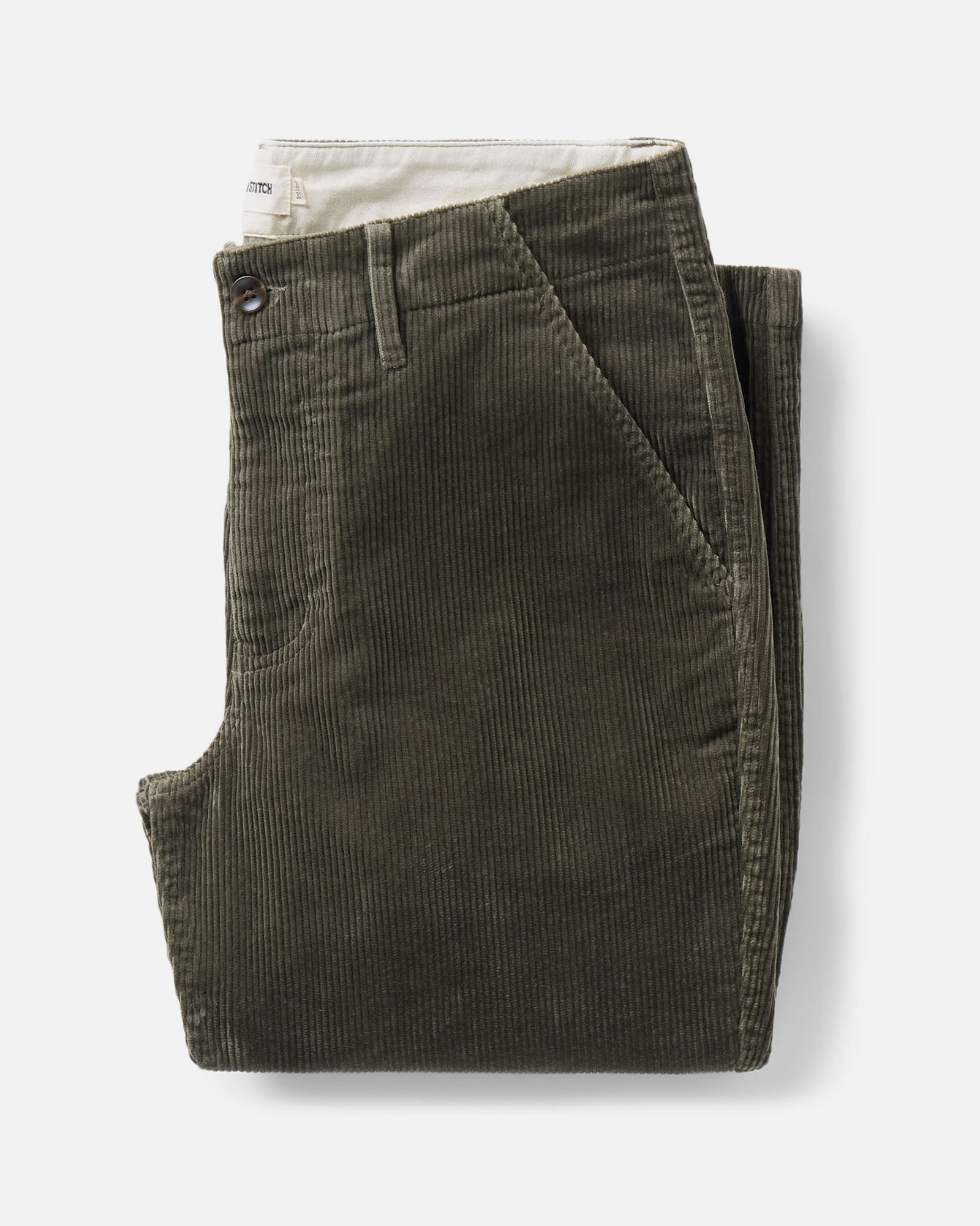 flatlay of The Carnegie Pant in Smoked Olive Corduroy, Bottoms by Taylor Stitch