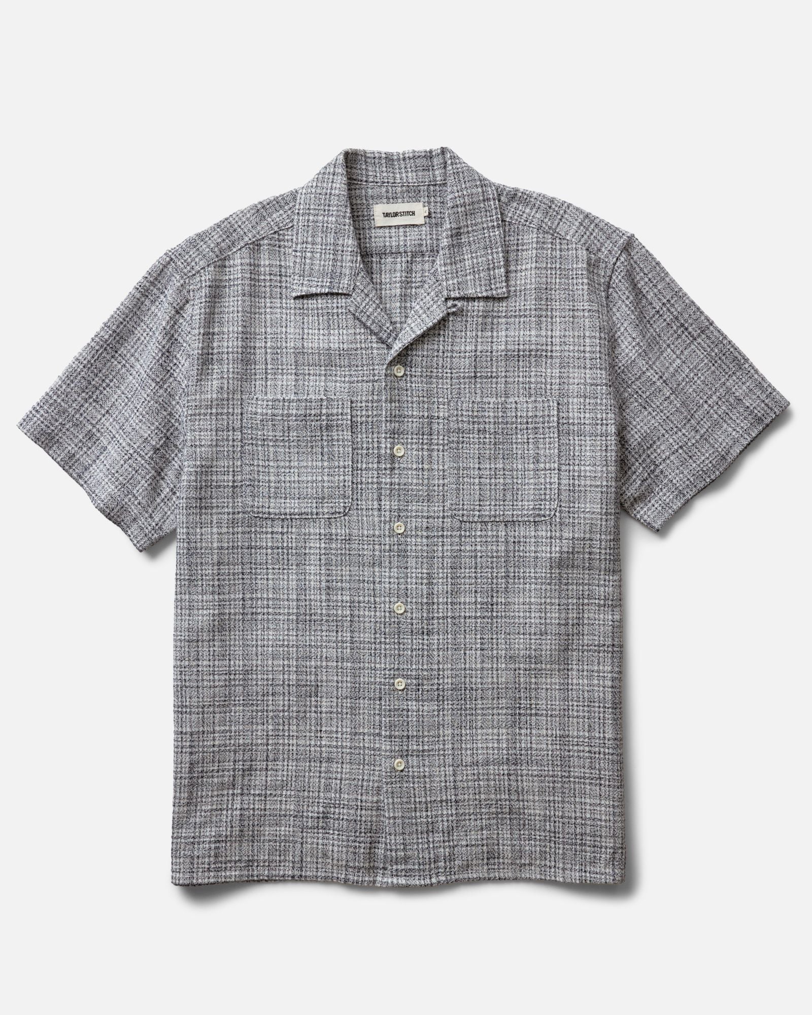 flatlay of The Conrad Shirt in Cloud Cover Dobby, Wovens by Taylor Stitch