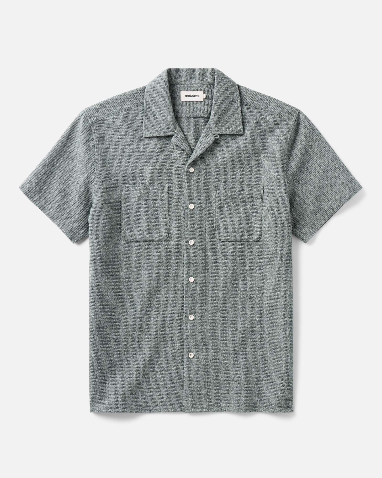 flatlay of The Conrad Shirt in Deep Sea Twist, Wovens by Taylor Stitch