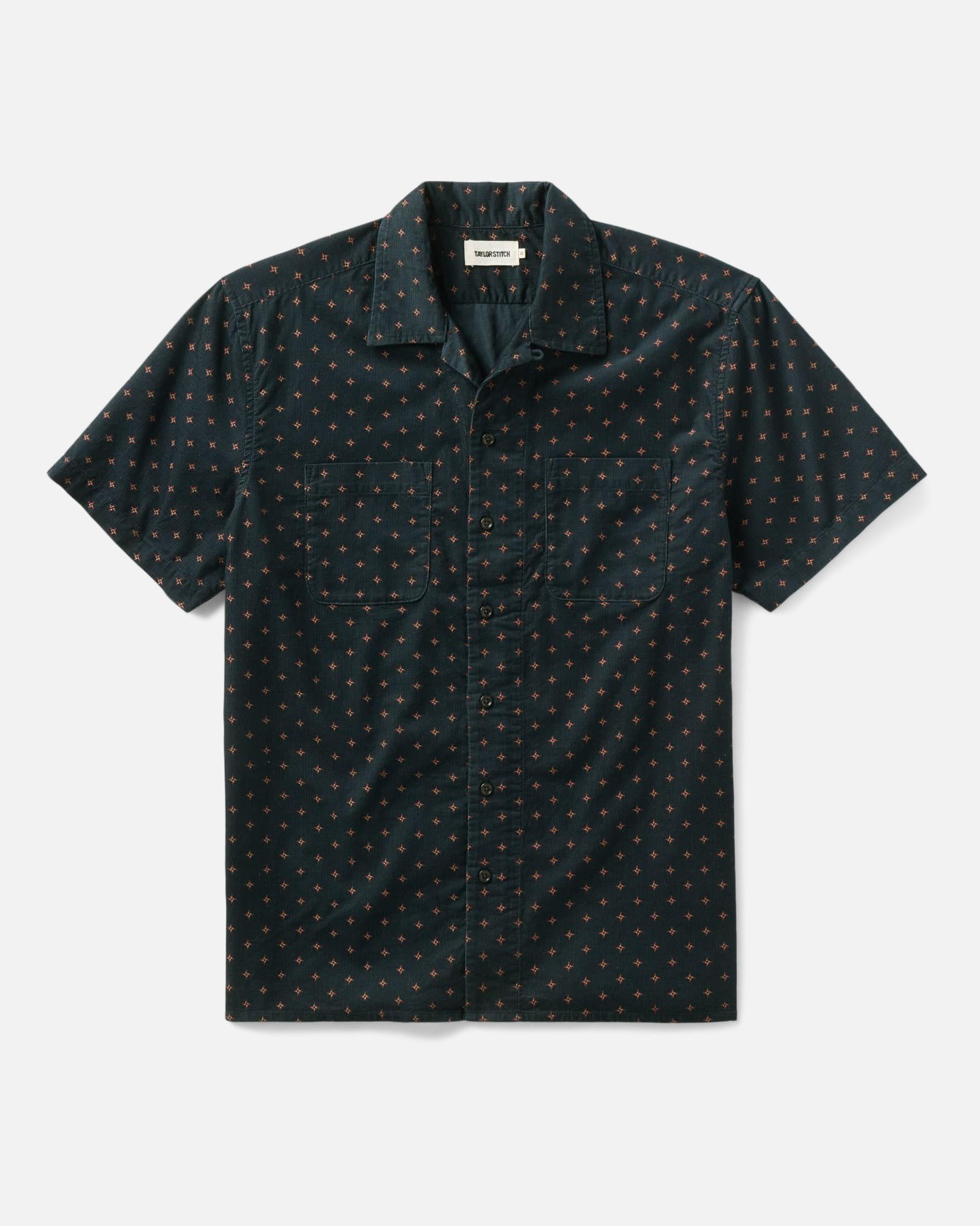 flatlay of The Conrad Shirt in Navy Pigeon Foulard Pincord, Wovens by Taylor Stitch