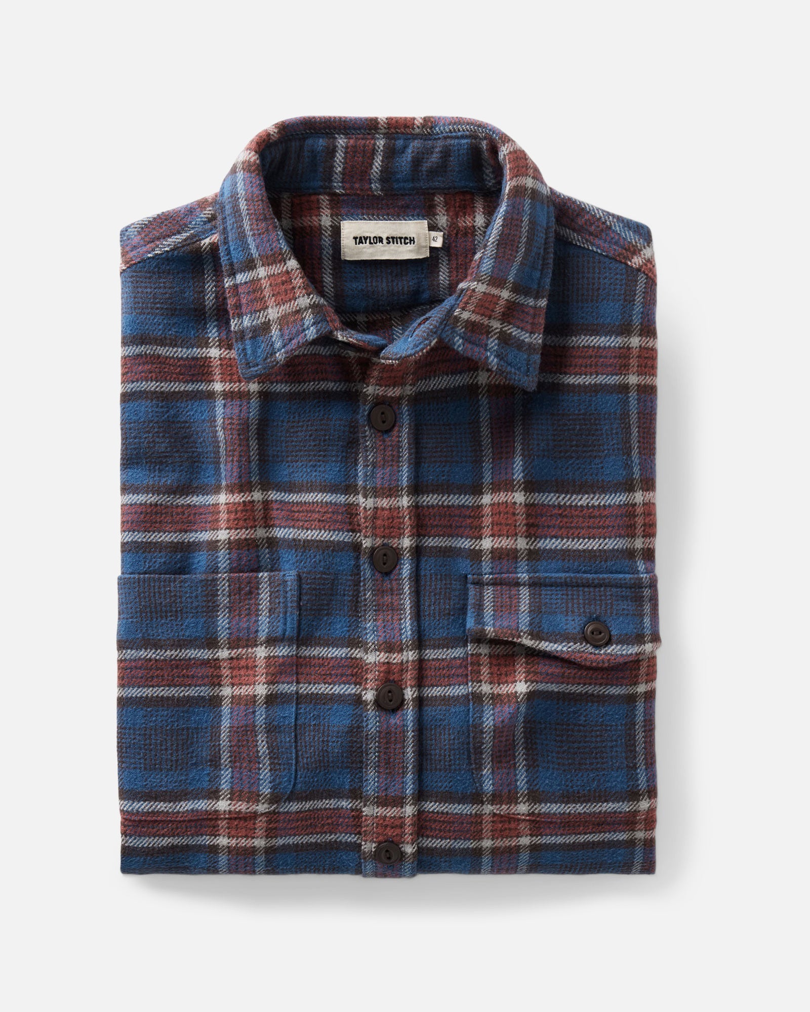 folded flatlay of The Crater Shirt in Headland Plaid, Wovens by Taylor Stitch