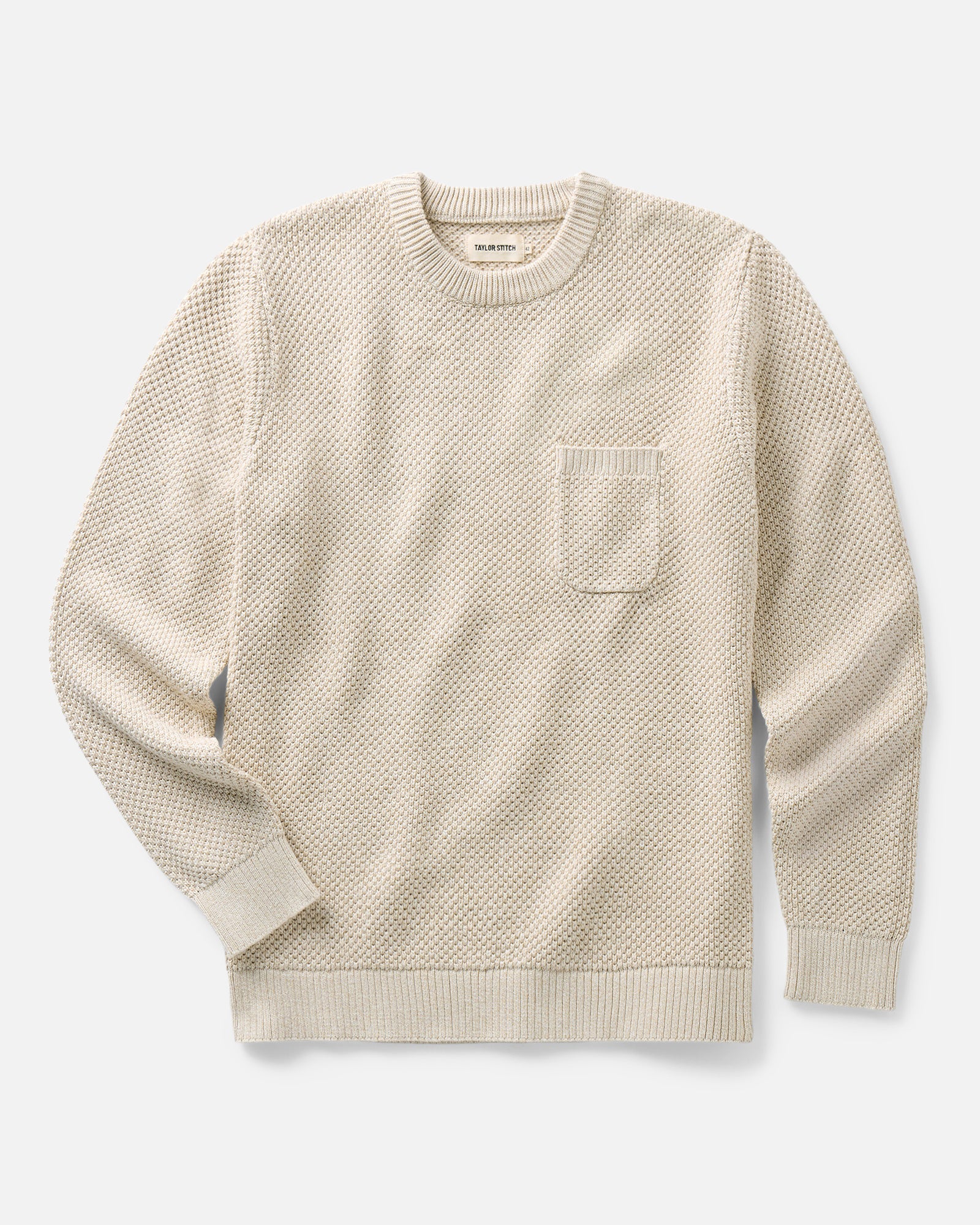 flatlay of The Crawford Crew Sweater in Marled Natural, Sweaters by Taylor Stitch
