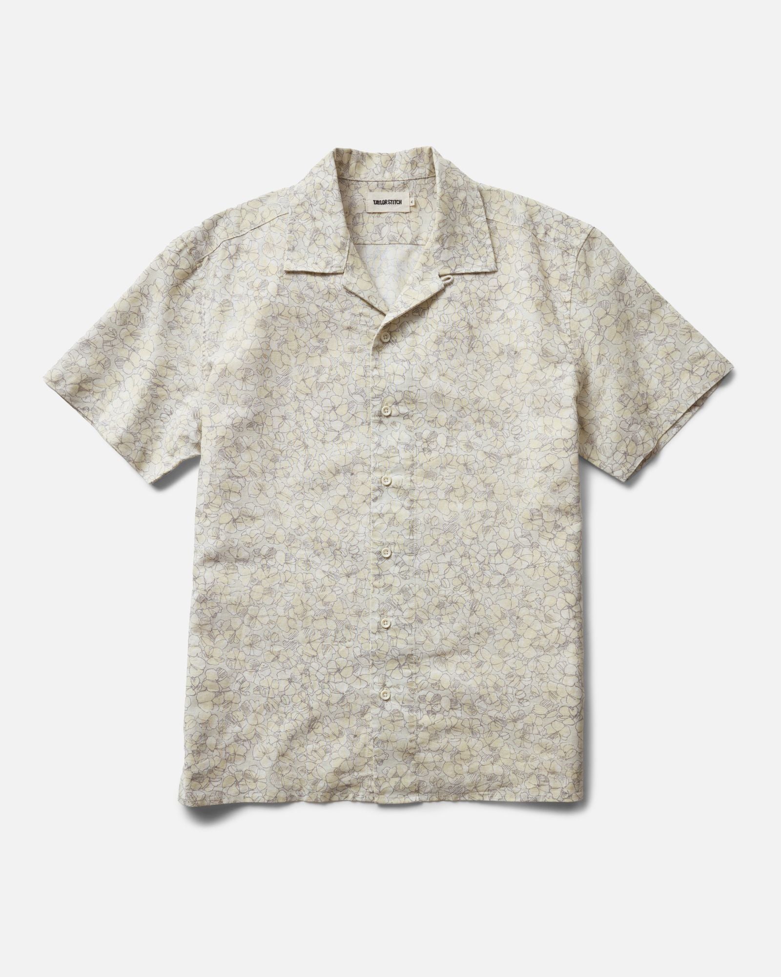 flatlay of The Davis Shirt in Grey Skies Floral, Wovens by Taylor Stitch