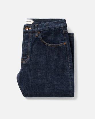 folded flatlay of The Democratic Jean in Rinsed Organic Selvedge