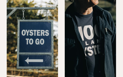 Oysters to go sign at Hog Island