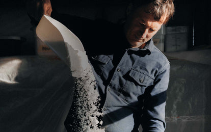 Jeff Warrin processing salt at Hog Island Saltworks