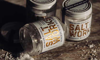 Jars of Hog Island Saltworks salt.