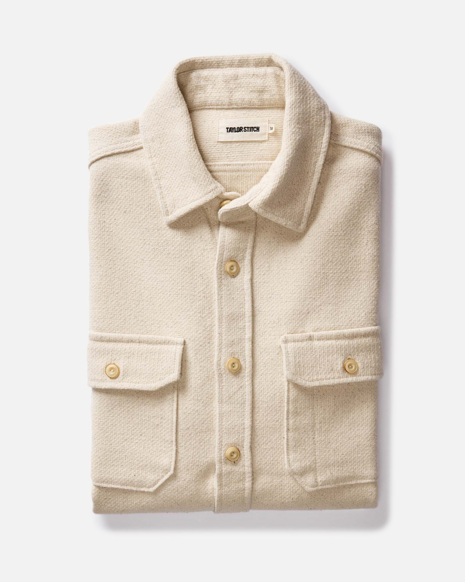 folded flatlay of The Division Shirt in Birch, Wovens by Taylor Stitch