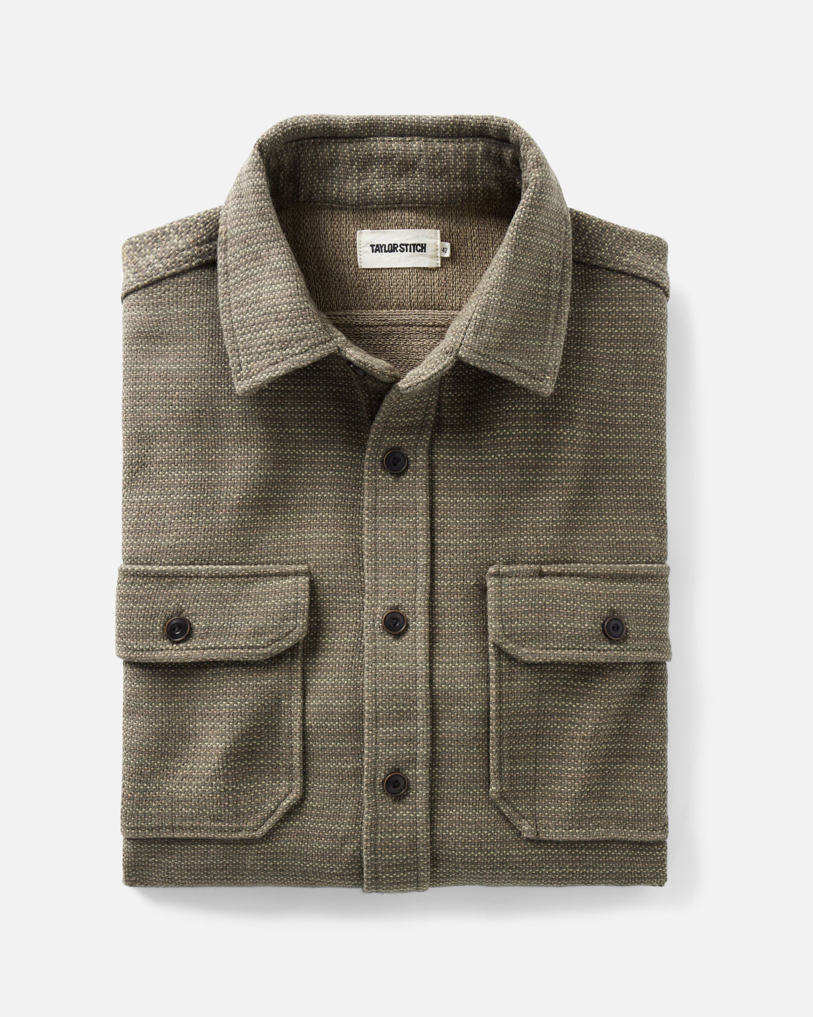 folded flatlay of The Division Shirt in Cypress, Wovens by Taylor Stitch