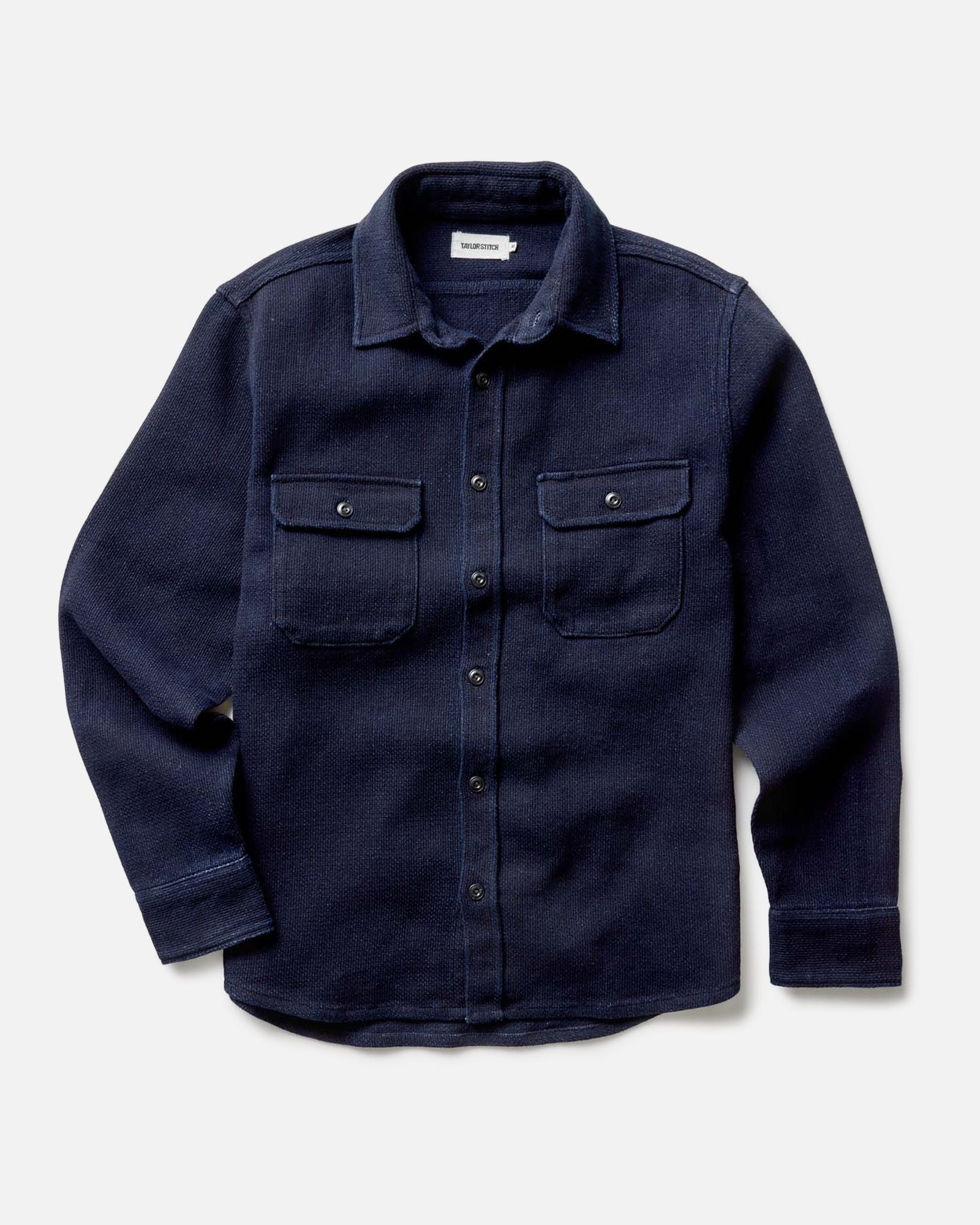 material shot of the sleeves on The Division Shirt in Rinsed Indigo, Wovens by Taylor Stitch