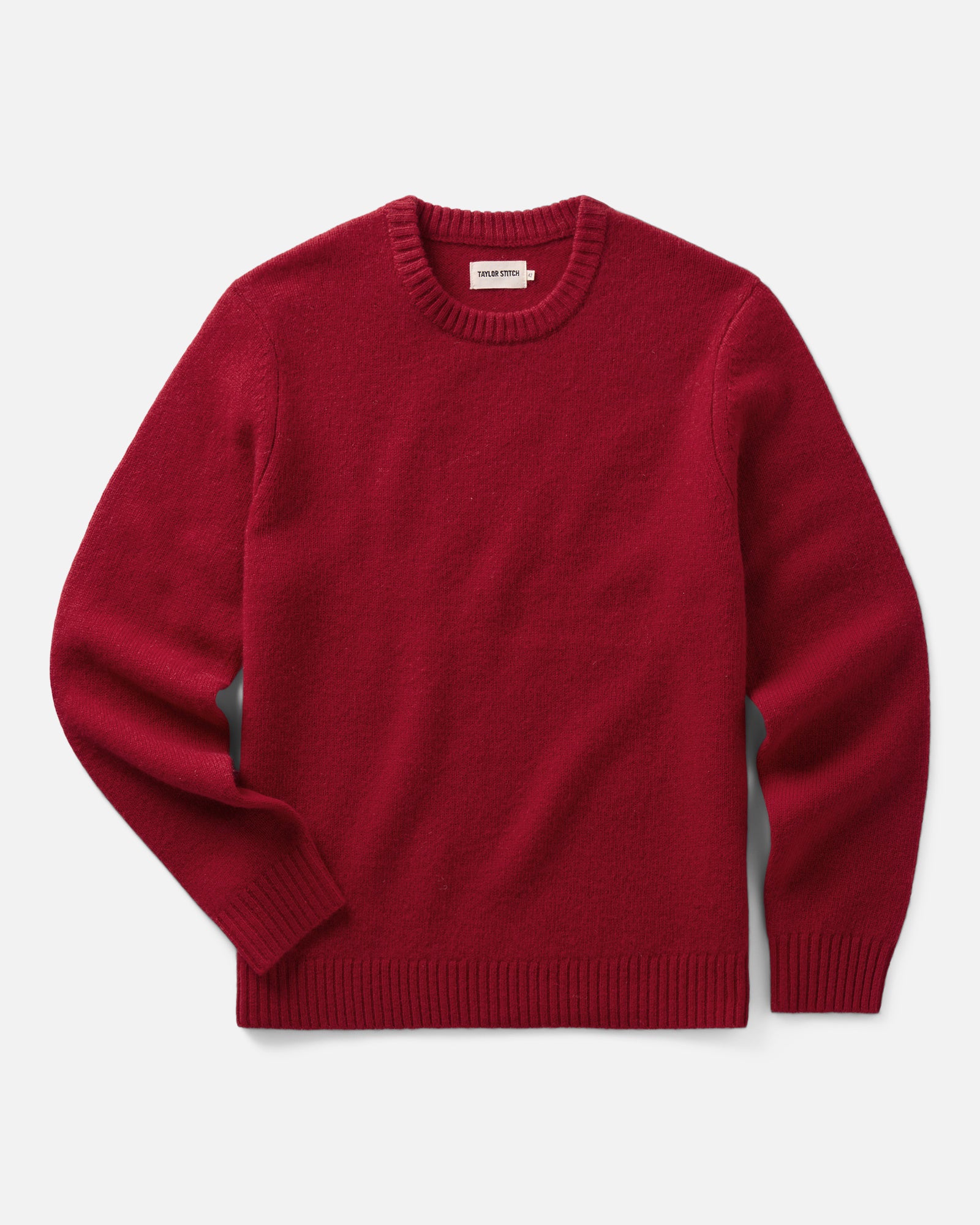 flatlay of The Eastmoor Sweater in Claret Wool, Sweaters by Taylor Stitch