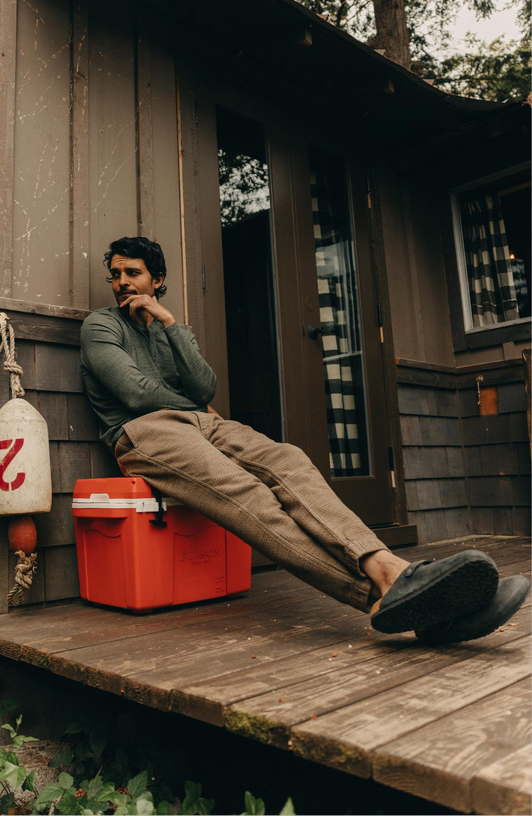 Editorial Panel: The Apres Pant in Cypress Sashiko, Bottoms by Taylor Stitch